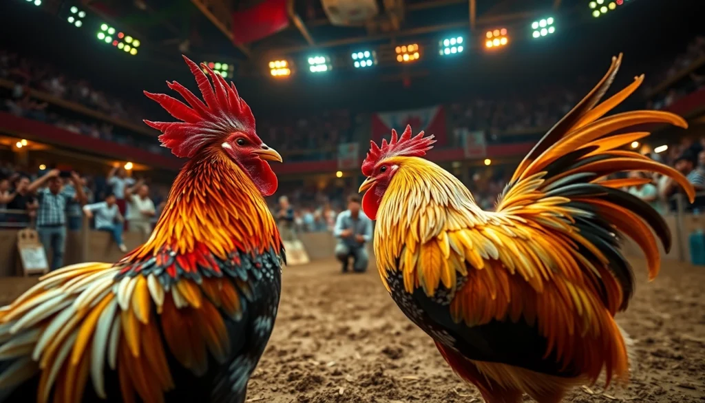 Experience the excitement of competitive cockfighting at 69vn.rodeo with roosters in action.